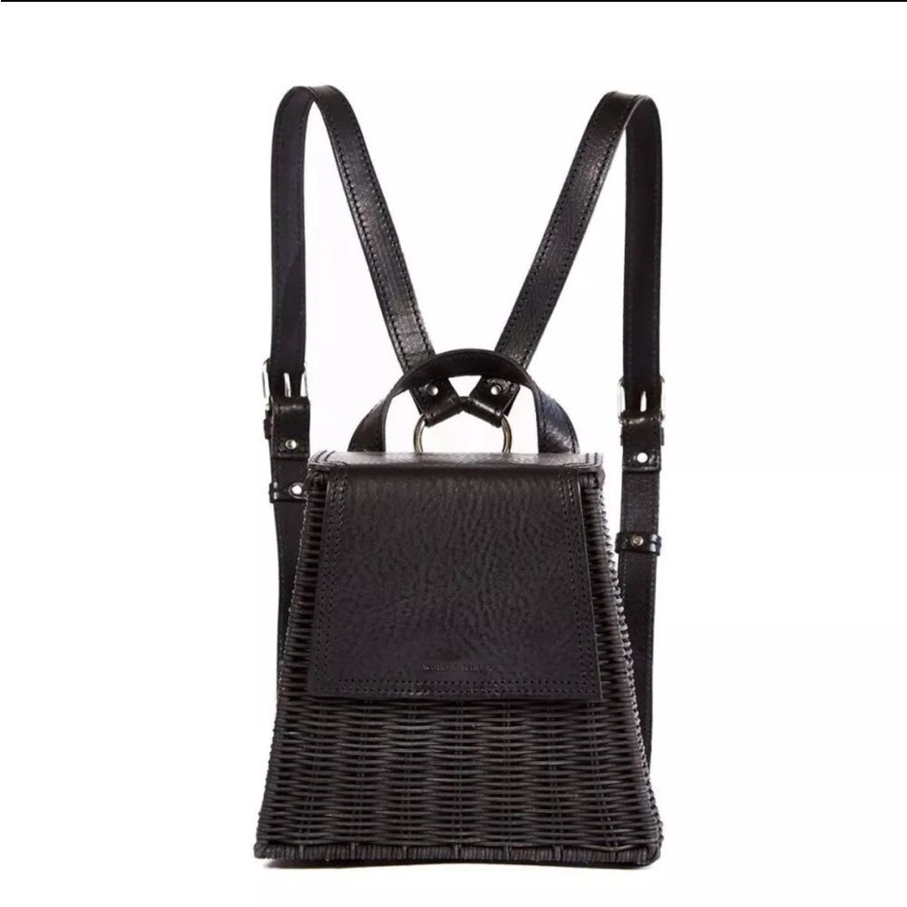 Wicker Wings Black Tall Tixing Backpack (Genuine Leather & Rattan)